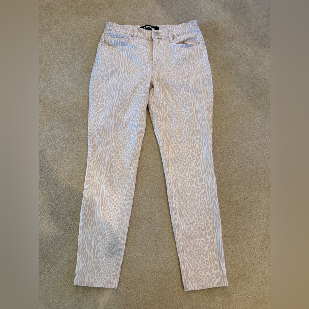 Express Snake Skin Print Ankle Jeans (4R)